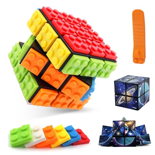 GZLCEU 1 STK 3×3 Zauberwürfel, Abnehmbar Cube mit 1 Blauer Sternenhimmel 2-in-1 Formwechsel Zauberwürfel ＆ 1 Disassembler für Kinder Erwachsene Magic Cube von GZLCEU