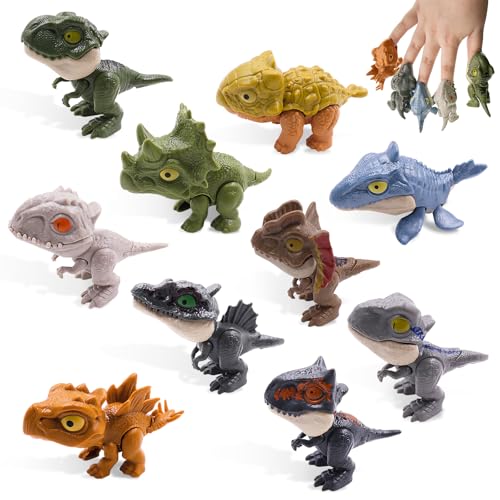 GZLCEU 10 STK Dinosaurier Finger Spielzeug, Mini Dinosaurier Set ABS Dinosaurier Biss Finger für Kinder, Jungen und Mädchen Dino Biss Finger(Gemischte Farben) von GZLCEU