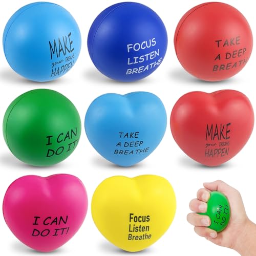 GZLCEU 8 Stück Anti Stress Bälle, PU Stressball Erwachsene Motivierende Stressbälle für Adhs, Stress, Angst, Abbauen, Knetball Stressball(2 Formen) von GZLCEU