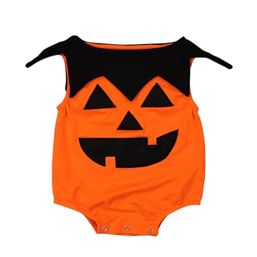 GZSRTT 3Pcs Baby Mädchen Halloween Outfit Kleinkind Druck Strampler Kleid Bogen Tutu Rock mit Stirnband Neugeborenes Thanksgiving Bodysuit von GZSRTT