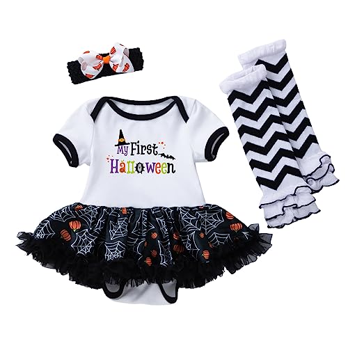 GZSRTT Baby Kinder Mädchen 1. / 2. / 3. Geburtstag Outfit Kurzarm Strampler Body T-shirt Prinzessin Rock Stirnband 3tlg Set Halloween Baby Outfit,Set Vergnügungsparks Halloween Cosplay Kostüm Neugebo von GZSRTT