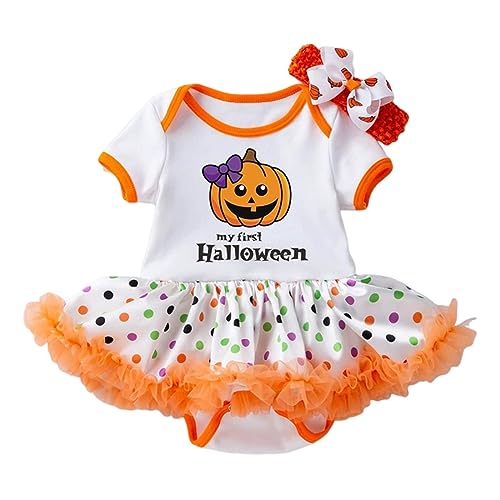 GZSRTT Baby Kinder Mädchen 1. / 2. / 3. Geburtstag Outfit Kurzarm Strampler Body T-shirt Prinzessin Rock Stirnband 3tlg Set Halloween Baby Outfit,Set Vergnügungsparks Halloween Cosplay Kostüm Neugebo von GZSRTT