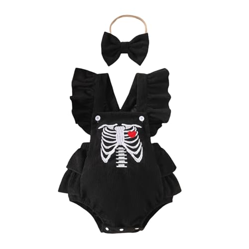 GZSRTT Baby Kinder Mädchen 1. / 2. / 3. Geburtstag Outfit Kurzarm Strampler Body T-shirt Prinzessin Rock Stirnband 3tlg Set Halloween Kostüm Kinder Kürbis Kostüm,Halloween-Spitzenkleid Set Partei Hex von GZSRTT