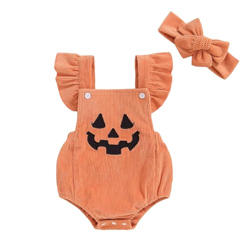 GZSRTT Baby Kleidung Halloween Outfit Babykleidung Set Mädchen Langarm Body Strampler + Tütü Rock Tüllrock Neugeborene Weiche Babyset My First Halloween Kürbis Bodysuit,Bekleidungsset Party Cosplay An von GZSRTT