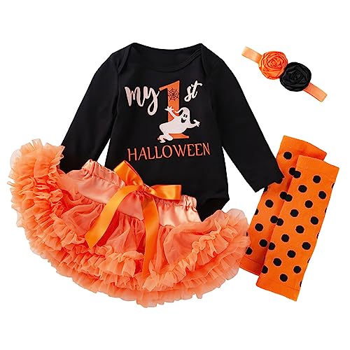 GZSRTT Baby Mädchen 1. Geburtstag Fotoshooting Outfit Spitze Langarm Body + Tütü Rock + Stirnband 3tlg Bekleidungsset Baby Kürbis Kostüm,Spielzeug Spiele Cosplay Set Für Kinder Baby Jacke Neugeborene von GZSRTT