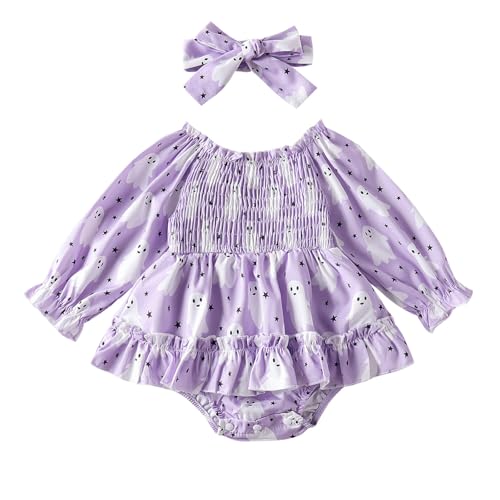 GZSRTT Baby Mädchen Boho Regenbogen 1. / 2. Geburtstag Outfit Kurzarm Strampler Tütü Rock Stirnband 3tlg Party Bekleidungsset Halloween Kürbis Hexe Halloween Kostüm Für Puppen,Weiche Wander-Show Cosp von GZSRTT