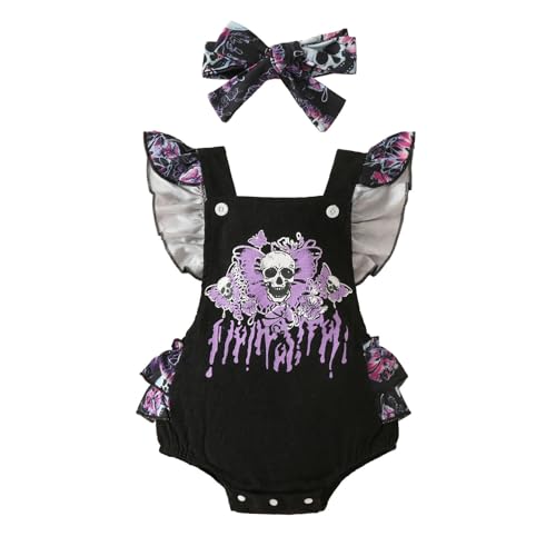 GZSRTT Baby Mädchen Halloween Tutu-Kleid Kleinkind Langarm Druck Strampler Neugeborenes Bogen Spitze Röcke Outfit Kleinkind Baby Mädchen Halloween Kürbis Kostüm,Spielzeug Wander-Show Cosplay Kind Baby von GZSRTT