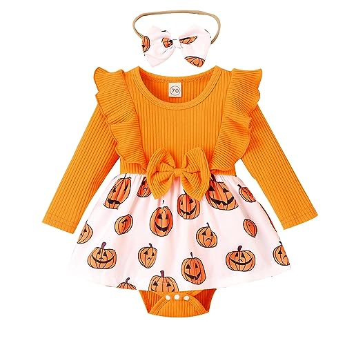 GZSRTT Baby Mädchen Mein 1/2. / 1. / 2. / 3. Geburtstag Party Outfit Baumwolle Kurzarm Body Tupfen Tütü Rock Schleife Stirnband Socken 4tlg Bekleidungsset Baby Born Halloween Kostüm,Bogen Kleid Hexe C von GZSRTT