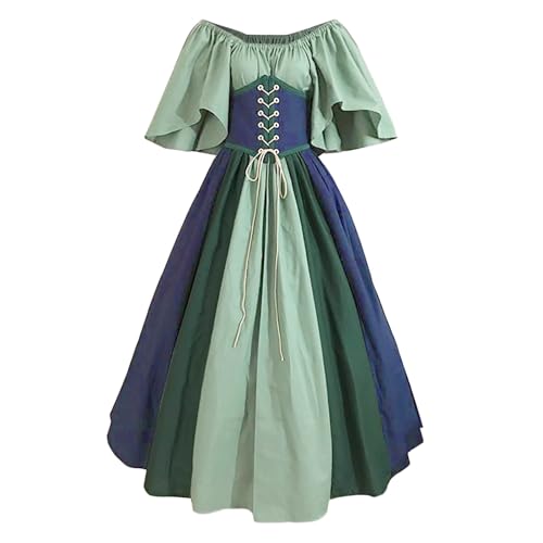 GZSRTT Faschingskostüme Damen Grosse Grössen,Kostüm Vampir Damen Karneval Kostüm Damen Weißes Kleid Kostüm Fee Mittelalter Kleid Grün Elen Renaissance Kostüm Damen Karneval Kostüm Damen Pippi Langstru von GZSRTT