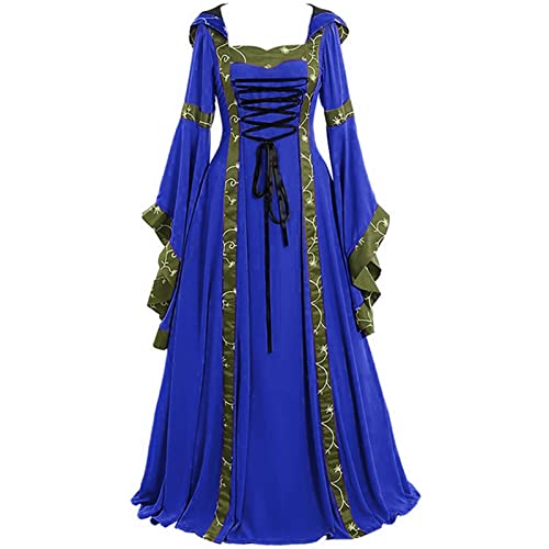 GZSRTT Karneval Kleid Damen,Schwarzer Langer Rock Damen Elfen Kleid Kostüm Damen Karneval Rompetenärmel Mittelalter Kleid Karneval Prinzessin Kostüm Ballkleider Damen Lang Kostüm Fasching Damen,Retro- von GZSRTT