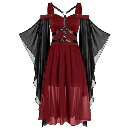 GZSRTT Karneval Kleid Schwarz,Kostüm Große Größen Damen Viktorianisches Kleid Rot Kostüm Damen Karneval Mittelalter Klamotten Damen Damen Mittelalter Renaissance Kostüme Karneval Kostüm Damen Pippi La von GZSRTT