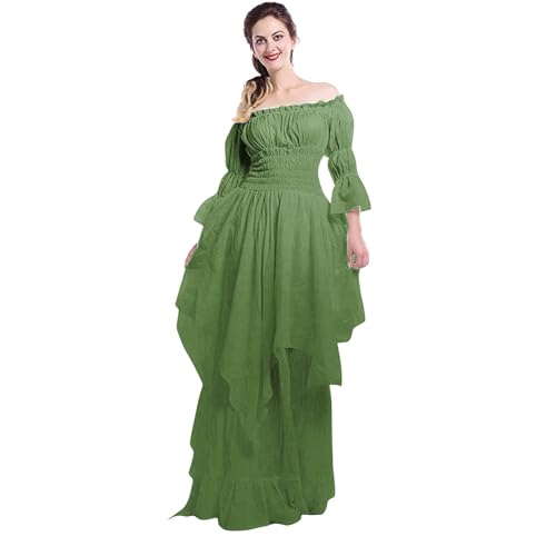 GZSRTT Karnevals Kostüme,Mittelalter Kleider Damen Viktorianisches Partykleid Für Mittelalterliches Elfenkostüm Mittelalter Vintage Kostüm Tops Karneval Prinzessin Kostüm Mittelalter Rock Damen Lang K von GZSRTT