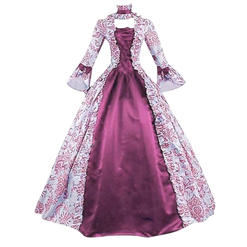 GZSRTT Karnevalskostüm Damen,Schneekönigin Kostüm Damen Schwarzes Kleid Karneval Karnevals Kostüme Mittelalter Kid Renaissance Kostüm Ballkleider Damen Lang Fasching Kostüm Damen Große Größen,Mittelal von GZSRTT