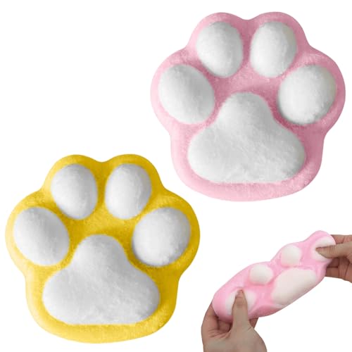 Cat Paw Stress Spielzeug, 2 Stück Katzenpfoten Antistress Spielzeug, Fidget Toys Reisespielzeug für Konzentrieren, Angst Relief, Anti Stress, Cat Paw Squeeze Toy für Kinder und Erwachsene (C) von GZWY