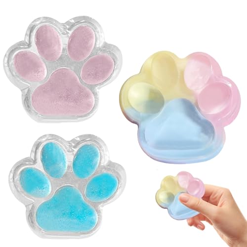 Cat Paw Stress Spielzeug, 2 Stück Katzenpfoten Antistress Spielzeug, Fidget Toys Reisespielzeug für Konzentrieren, Angst Relief, Anti Stress, Cat Paw Squeeze Toy für Kinder und Erwachsene (D) von GZWY