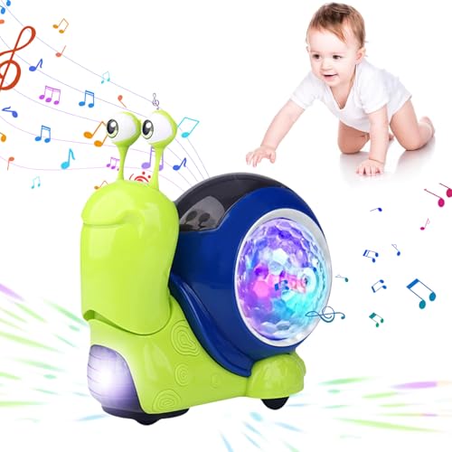 GZWY Snail Baby Spielzeug, Kleinkind Leuchtende Schnecke Krabbelspielzeug, Kriechende Schnecke Spielzeug mit Licht & Musik, Lernspielzeug Geschenke für Kinder 1 2 3 Jahr Mädchen Jungen (A) von GZWY