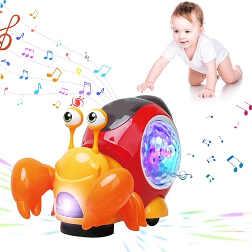 GZWY Snail Baby Spielzeug, Kleinkind Leuchtende Schnecke Krabbelspielzeug, Kriechende Schnecke Spielzeug mit Licht & Musik, Lernspielzeug Geschenke für Kinder 1 2 3 Jahr Mädchen Jungen (C) von GZWY