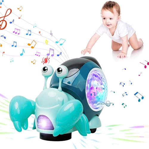 GZWY Snail Baby Spielzeug, Kleinkind Leuchtende Schnecke Krabbelspielzeug, Kriechende Schnecke Spielzeug mit Licht & Musik, Lernspielzeug Geschenke für Kinder 1 2 3 Jahr Mädchen Jungen (D) von GZWY