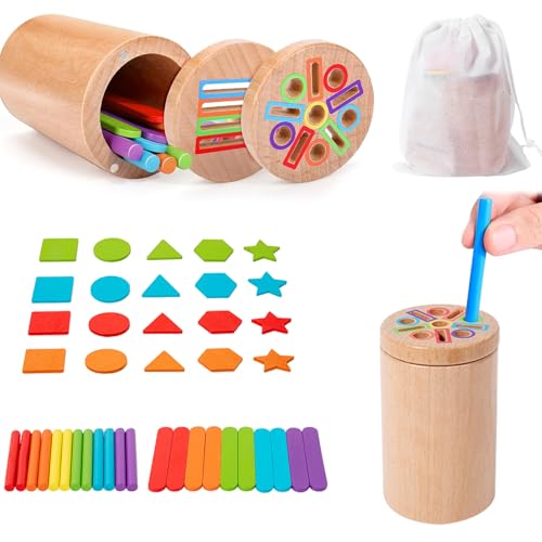 Montessori Spielzeug ab 1 2 3 Jahr, Holzspielzeug Kinder Farbe Sortierspiel Baby Spielzeug ab 1 Jahr Kinderspielzeug ab 1-3 Jahre, Motorikspielzeug ab 1 Jahr Lernspielzeug Geschenk für Kleinkinder (A) von GZWY