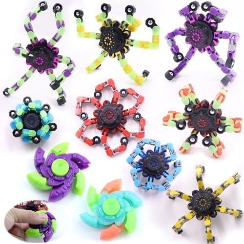 GZqiancang 8 STK Roboter Fidget Spinner, DIY Verformbare Fidget Spinner mit 2 STK Fidget Spinner Explosiver Rüstung für Kinder, Erwachsene((Leuchtendes/Normales) von GZqiancang