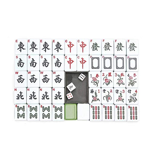 144 Mahjong Tragbares chinesisches Mahjong-Spielset Retro Mah-Jong Unterhaltungsspaß Familienfeier Geschenk Tischspiel mit 3 Würfeln von GaRcan