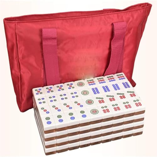 GaRcan Mahjong-Set, chinesische Mahjong-Melaminfliesen, große Fliesen, mit Tragetasche, komplettes Mahjong-Spielset von GaRcan