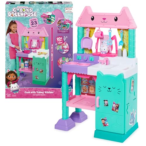 Gabby‘s Dollhouse, Cakey’s Lifesize Kitchen, Rollenspiel Küche mit Geräuscheffekten, Spielküchenzubehör und Spielzeuglebensmittel, geeignet für Kinder ab 3 Jahren von Gabby's Dollhouse