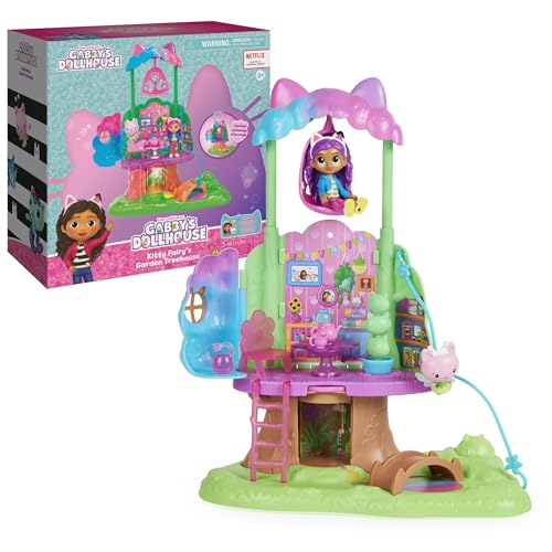 Gabby's Dollhouse, Transformierendes Garten-Baumhaus-Spielset mit Lichtern, 2 Figuren, 5 Zubehörteilen, 1 Lieferung, 3 Möbel, Kinderspielzeug ab 3 Jahren von DREAMWORKS GABBY'S DOLLHOUSE