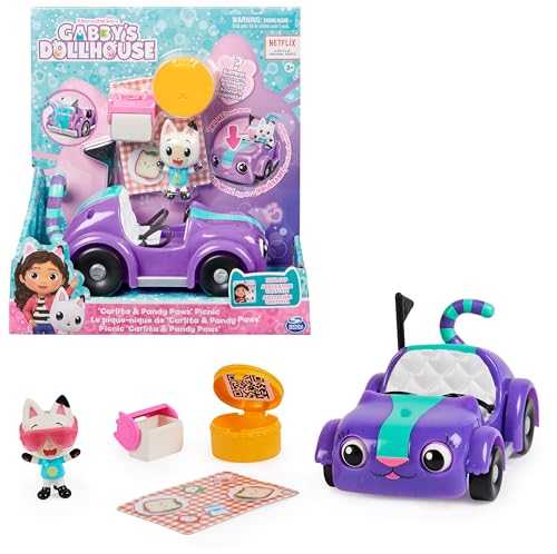 Gabby’s Dollhouse, Carlita-Spielzeugauto mit Pandy Paws-Sammelfigur, 2 Zubehörteilen und 1 Überraschungsbox, geeignet für Kinder ab 3 Jahren von Gabby's Dollhouse