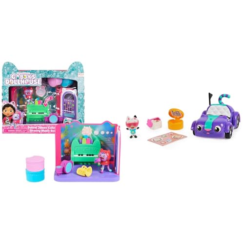 Gabby‘s Dollhouse Deluxe Raum, Groovy Music Room & Carlita-Spielzeugauto mit Pandy Paws-Sammelfigur, 2 Zubehörteilen und 1 Überraschungsbox, geeignet für Kinder ab 3 Jahren von Gabby's Dollhouse