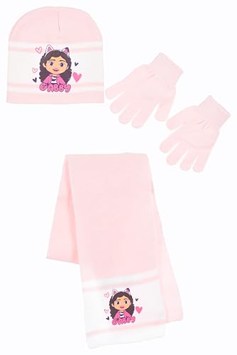 Gabby's Dollhouse Herbst/Winter Accessoires: Mütze, Handschuhe & Schal für Mädchen (Pink, 54) von Gabby's Dollhouse