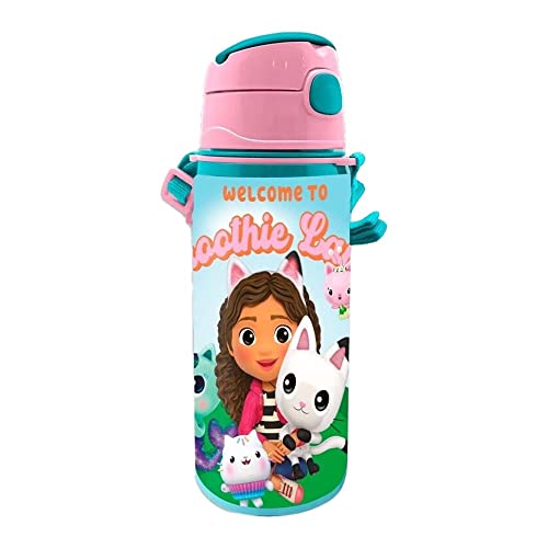 Gabbys Dollhouse Trinkflasche, Mehrfarbig, 600 ml, Aluminium, für Schule und Freizeit von Kids Licensing