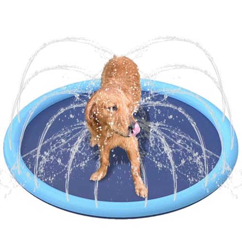Gacqpli Hundesprinkler, Hundebecken im Freien | Blaue Hundesprinkler-Wassermatte | Niedliche Blaue Poolmatte für draußen, Hinterhofspielzeug, rutschfest, 0,58 mm dick, Sprinkler-Wasserspielzeug für von Gacqpli