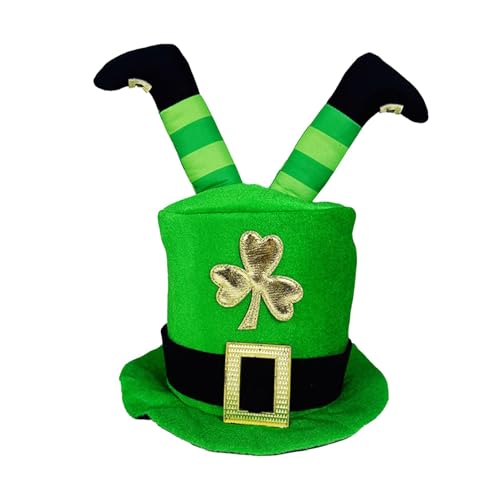 Gacqpli Irischer Koboldhut für Männer, irischer Kobold Top -Hut | St. Patrick's Day Green Bowler Hut mit irischen Beinen,Shamrock -Kostümzubehör, Rollenspiele Kopfbedeckung für Erwachsene und von Gacqpli