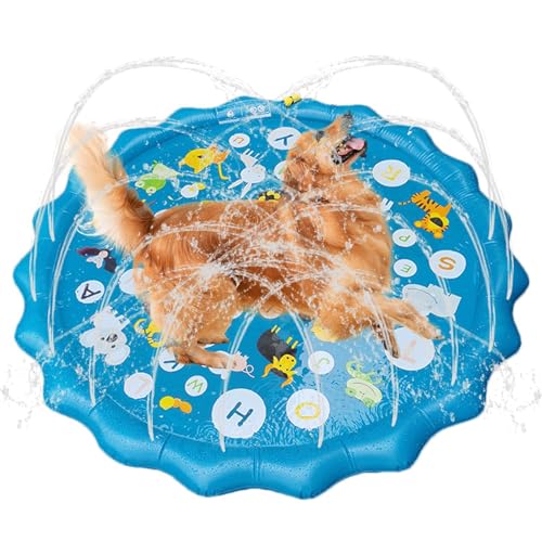 Gacqpli Kinder-Spritzschutz, Wasserspielmatte - Hunde-Spritzschutz - Niedlicher Splash-Pad-Sprinkler für Spaß, 0,58 mm dick, rutschfestes Hinterhof-Pool-Außenspielzeug für Kinder und Hunde von Gacqpli