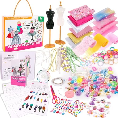 Gacqpli Kindermode-Design-Kit - 309-teilige Nähsets Für Kinder, Bastelset Für Puppenkleidung, Kunst- Und Bastelset Mit 2 Schaufensterpuppenständern von Gacqpli