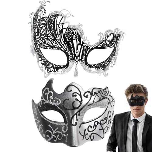 Gacqpli Paar-Maskerade-Maske-Set,Maskerade-Maske-Paare-Set, 2X Maskerade-Augenbinde-Gesichtsbedeckungen, Maskenset für Sie und Ihn, Kostümzubehör für den Abschlussball, Karneval von Gacqpli