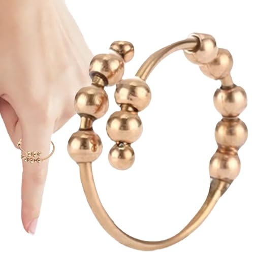 Gacqpli Spinner-Ring für Damen, Verstellbarer Zappelring - Fidget Relaxing Jewelry Damen Spinnerring - Einfacher Modeschmuck mit Perlen und Flexibler Passform, bequem für Verabredungen und von Gacqpli