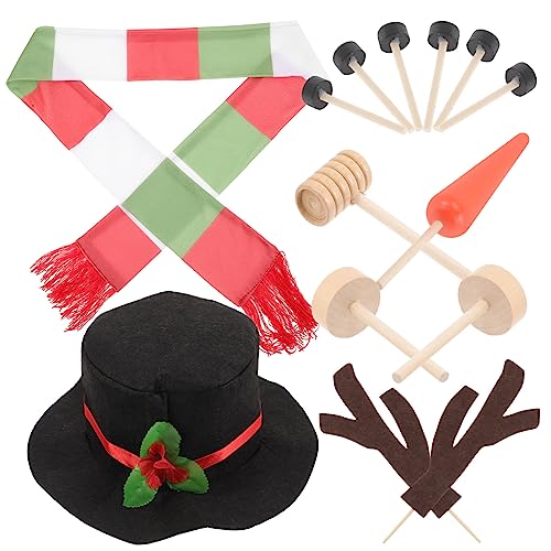 Gadpiparty 1 Satz Weihnachtsexplosionen Im Freien Baue Einen Schneemann-bausatz Schneemann-dekorationsset Weihnachten Schneemann DIY Bastelset Hut Zubehör Hölzern Kind Geschenktasche Geweih von Gadpiparty