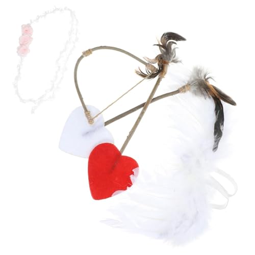 Gadpiparty 1 Set Engel Amor Kostüm Set Amor Pfeil Und Bogen Flügel Heiligenscheine Kopfbedeckung Neugeborenes Baby Kostüm Set Foto Requisiten Valentinstag Cosplay Für Frauen Kinder von Gadpiparty