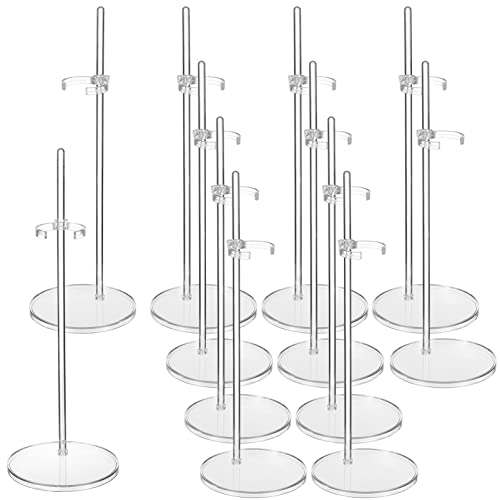 Gadpiparty 12 Stück Puppenständer Verstellbarer Ausstellungsständer Transparenter Actionfigurenständer Puppenzubehör Minifigurenständer Acrylständer Puppenhaus-Dekor von Gadpiparty