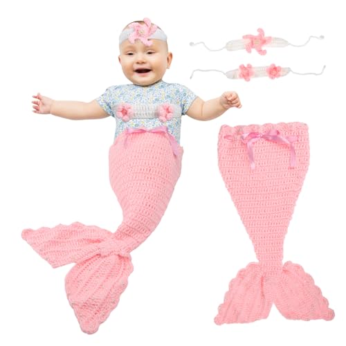 Gadpiparty 3st Handgefertigte Gehäkelte Babykleidung Neugeborene -outfits Neugeborenes Kostüm Kinderkostüm Neugeborenen-outfits Kleid Für Kinder Säuglingskleidung Kinder-outfits Rosa von Gadpiparty