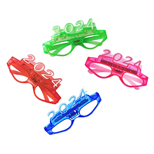 Gadpiparty 4 Paare 2024 Leuchtende Brille Leuchtende Brillen Neon Blinkende Spielzeuge Weihnachtsbrille Party-brille Neonbrille 2024 Klasse Von 2024 Brillen Sonnenbrille Plastik Silvester von Gadpiparty