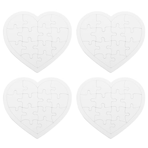 Gadpiparty 4 Sets Blanko-Puzzle Weißes Puzzle Blanko-Puzzleteile DIY Blanko-Puzzle Blanko-Puzzles Zum Bemalen Blanko-Puzzleteile Zum Beschriften Zum Dekorieren Basteln & Selbermachen Herz von Gadpiparty