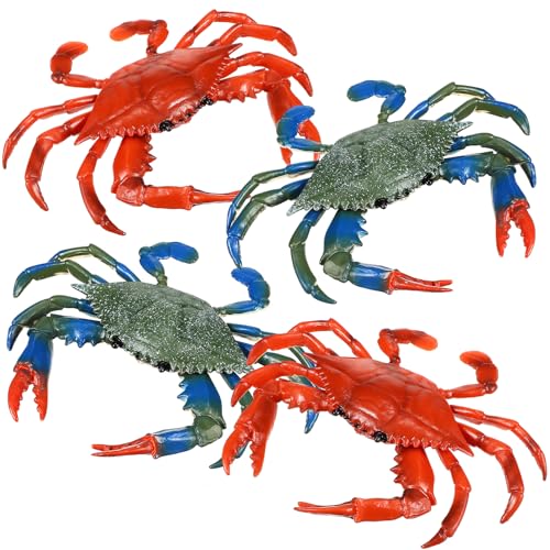 Gadpiparty 4 Stück Künstliche Realistische Krabbenspielzeug-Meerestiermodellspielzeuge Meereslebenstiere Figurensammlung Badespielzeug Meeresbewohner Pädagogisches Lernspielzeug von Gadpiparty