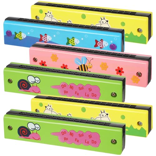 Gadpiparty 6Er-Pack Mundharmonika Für Kinder Kleinkinder Holz-Mundharmonika-Spielzeug Mit Doppelter Reihe Von 16 Löchern Cartoon-Anfänger Musikinstrument Spielzeug Partyzubehör (Zufällige Gadpiparty 6Er-Pack Mundharmonika Für Kinder Kleinkinder Holz-Mundharmonika-Spielzeug Mit Doppelter Reihe Von 16 Löchern Cartoon-Anfänger Musikinstrument Spielzeug Partyzubehör (Zufällige von Gadpiparty