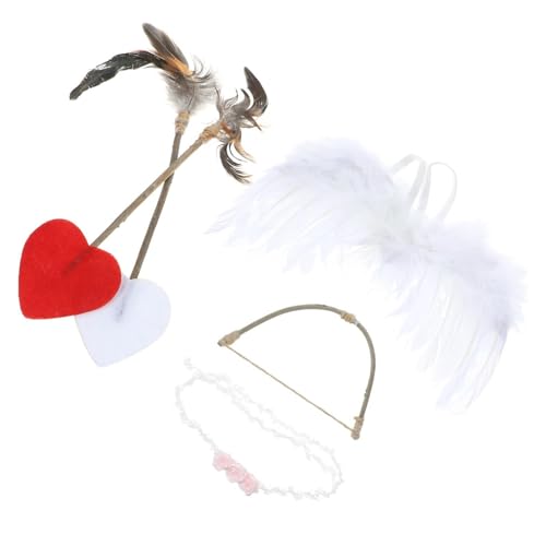 Gadpiparty Engel-Amor-Kostüm-Set Weiße Baby-Engelsflügel Mini-Amor-Set Neugeborenen-Fotografie-Requisiten Amor-Pfeil Und Bogen Kopfbedeckung Valentinstag Kinder-Cosplay-Kostüm von Gadpiparty