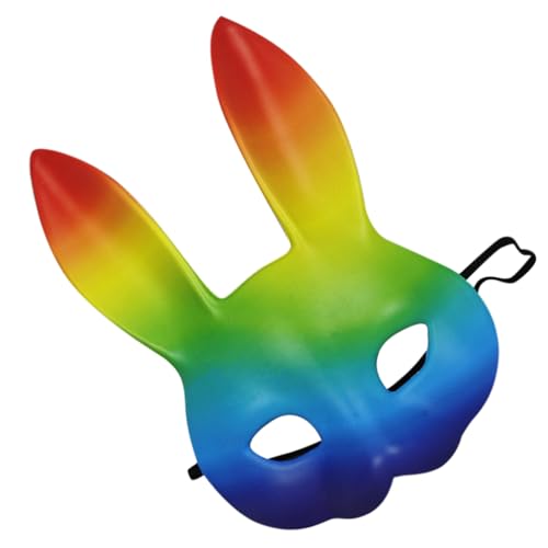 Gadpiparty Hasenmaske Maskerade Lederkaninchenmaske Mit Ohren Regenbogenhase Halbmaske Kostümmasken Für Halloween Geburtstagsfeier Ostern Kostümzubehör Party Maskerade von Gadpiparty