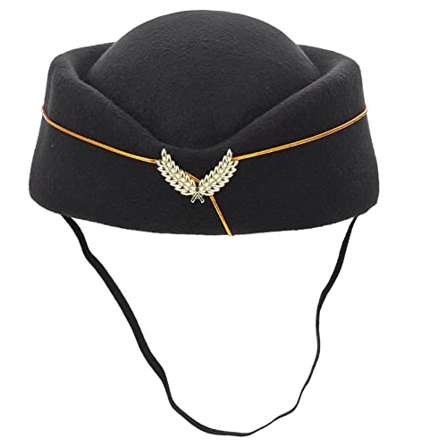 Gadpiparty Stewardess Hut Airline Stewardess Cap Uniform Flugzeug Stewardess Cap Cosplay Perform Damen Damen Cap Für Party Performance Kostüm Zubehör Schwarz von Gadpiparty