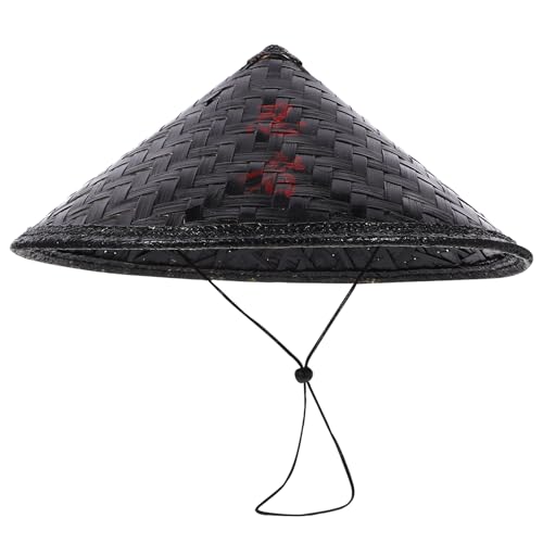 Handgefertigter Japanischer Bambushut Samurai-Ritter Cosplay Asiatischer Fischhut Schwarzer Kostüm Mütze Leistung Samurai- -Reis Herren-Dekor 36 cm von Gadpiparty